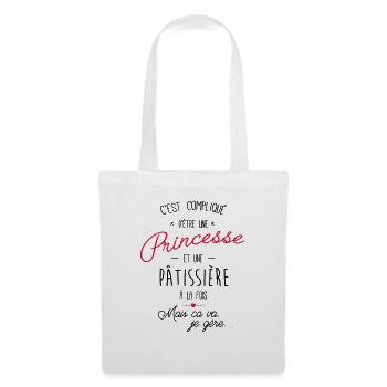 Princesse et pâtissière - Sac en tissu - blanc - Devant