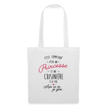 Princesse et cuisinière - Sac en tissu - blanc - Devant