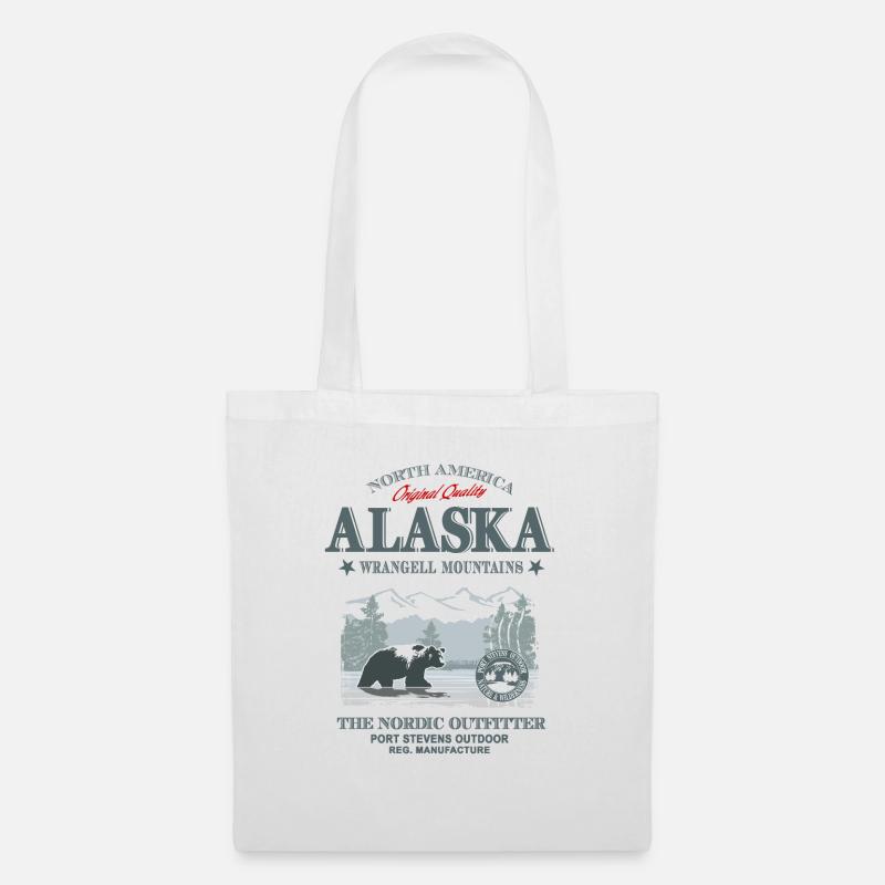 Alaska - Grizzly Bear - Stoffbeutel - Weiß
