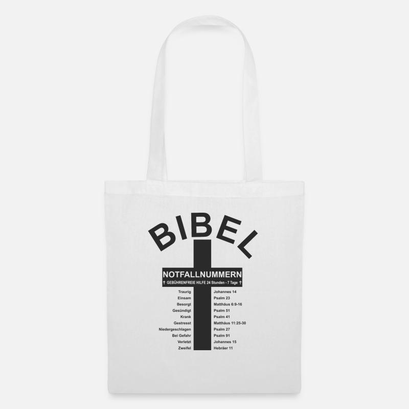 Bibel Notrufnummern ,Notfall, Psalme - Stoffbeutel - Weiß