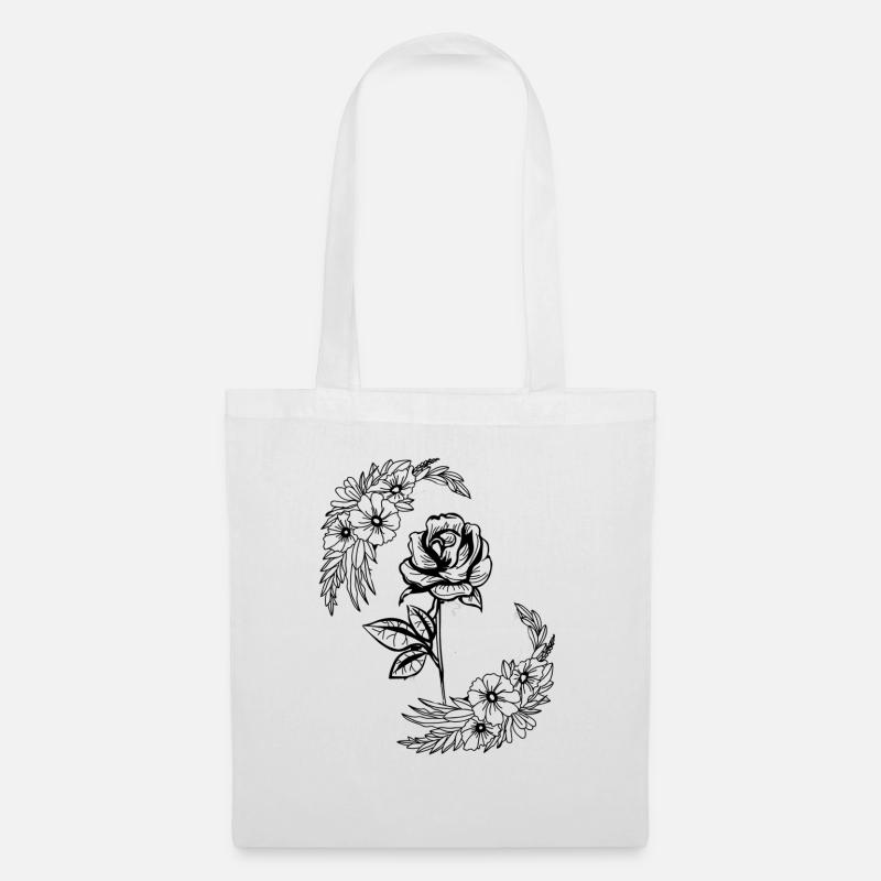 Rose, Blumen - Stoffbeutel - Weiß
