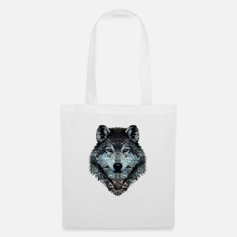Wolf Kopf Polygon design ( Wolf fan Geschenk ) - Stoffbeutel - Weiß