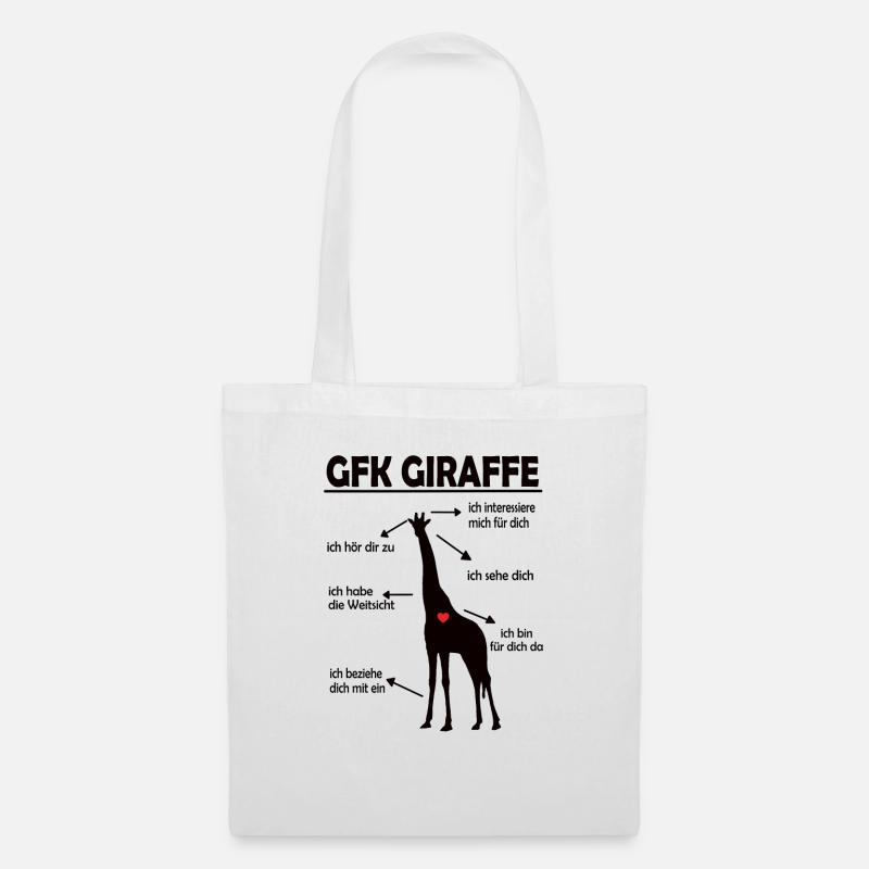 Giraffe Gewaltfreie Kommunikation Herz Spruch - Stoffbeutel - Weiß