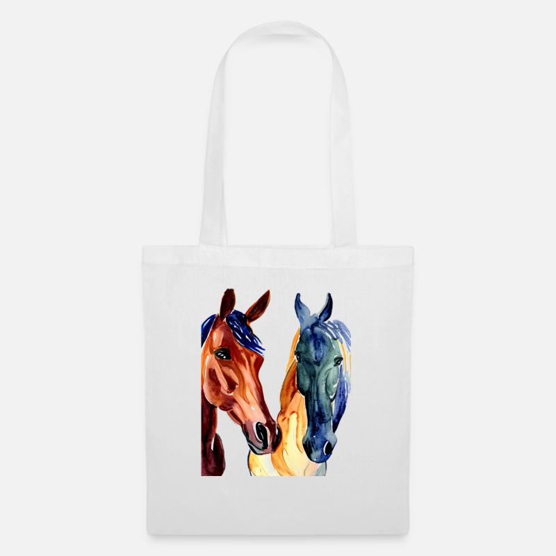 Pferde Abstraktes Aquarell - Stoffbeutel - Weiß