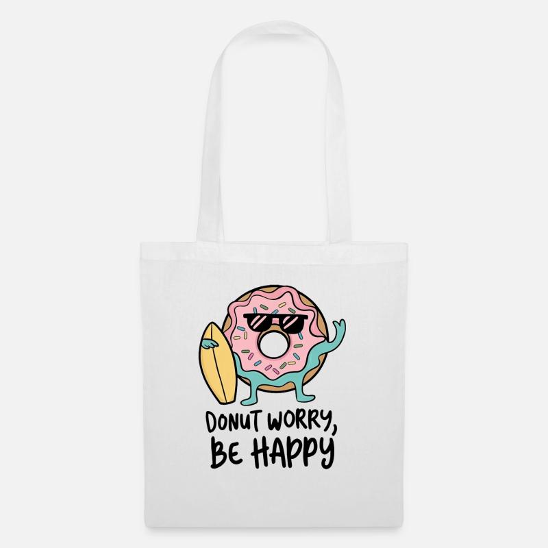 Donut Worry, Be Happy - Stoffbeutel - Weiß