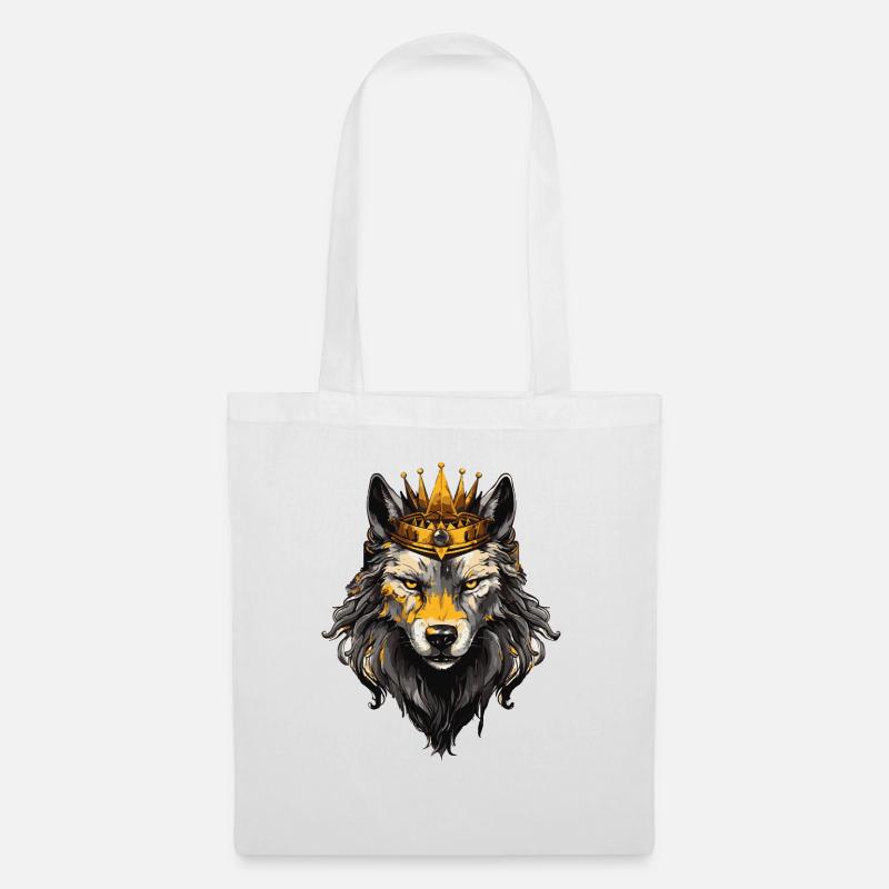 Wolf Tier Krone - Stoffbeutel - Weiß