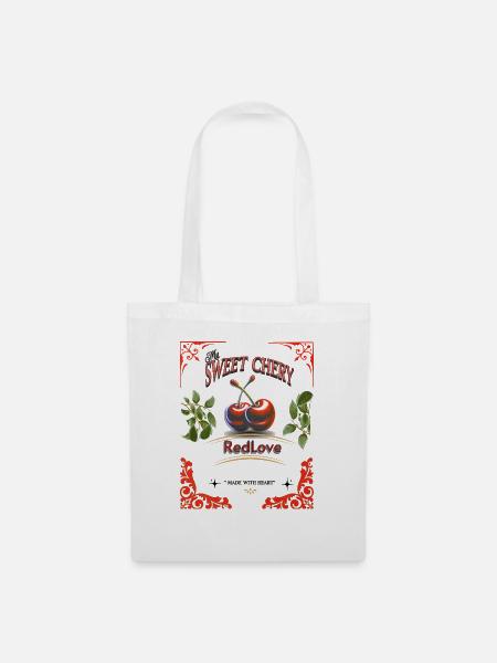 Retro Kirsch Shirt - Cherry Love - Stoffbeutel - Weiß