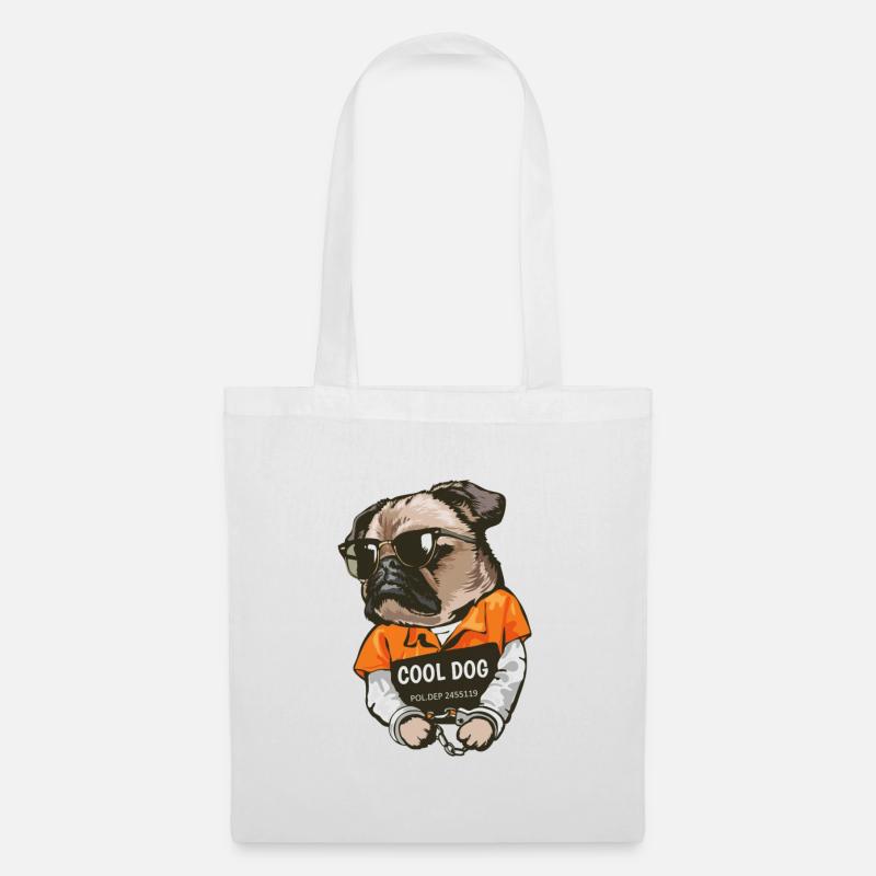 Pug Collection /Mops Hund Pug Cool Dog - Stoffbeutel - Weiß