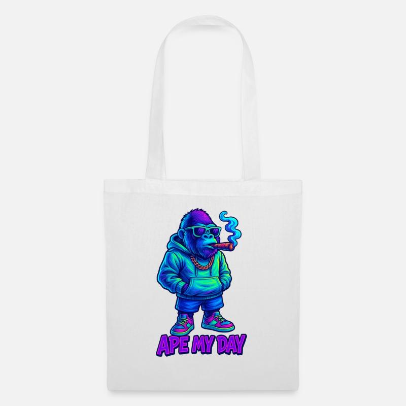 Gorilla Zigarre - Stoffbeutel - Weiß