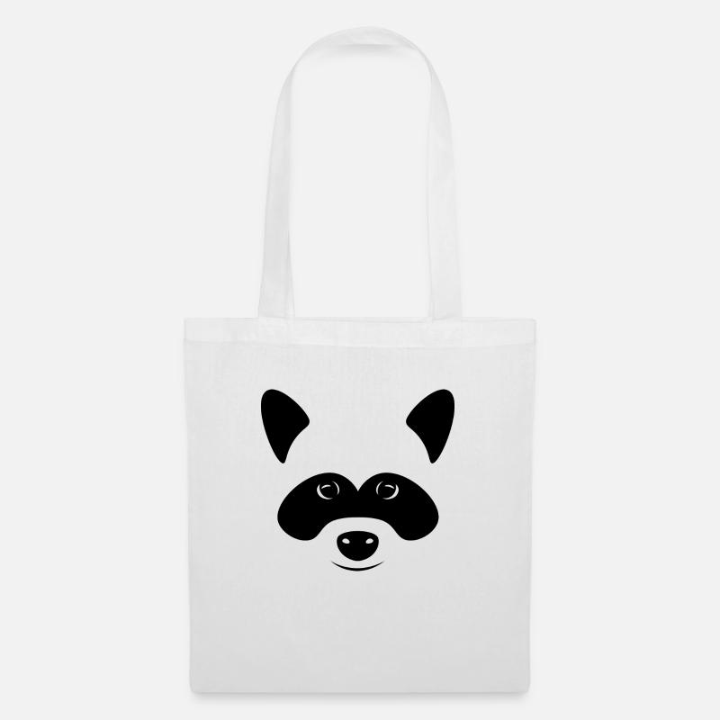 Waschbär Kopf, Zeichnung, einfach, Silhouette - Stoffbeutel - Weiß