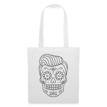 Mexikanischer Totenkopf_Kurzhaarfrisur ausmalen - Stoffbeutel - Weiß - Vorne