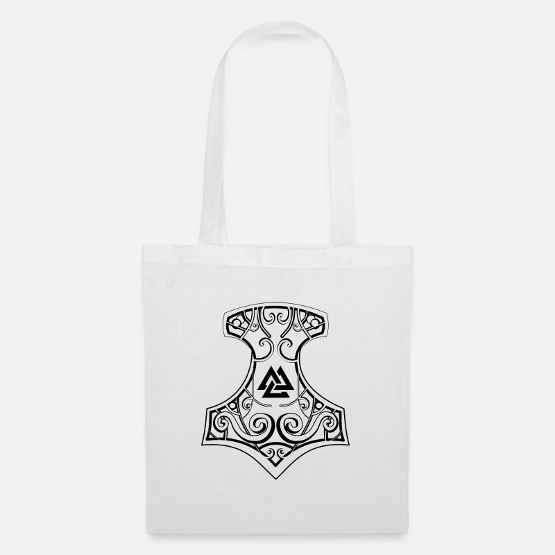 Thors Hammer - Mjölnir mit Valknut - Stoffbeutel - Weiß
