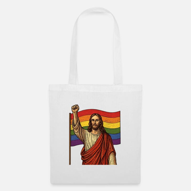Jesus Pride Power – Regenbogen & Faust - Stoffbeutel - Weiß