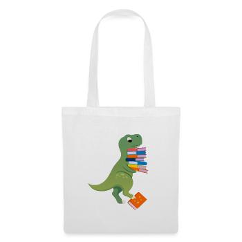 Dinosaur With Books - Sac en tissu - blanc - Devant
