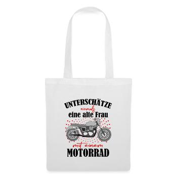 Rentnerin Frau Motorrad Oma - Stoffbeutel - Weiß - Vorne