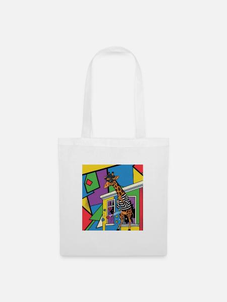Giraffen-Diebstahl-Pop-Art - Stoffbeutel - Weiß