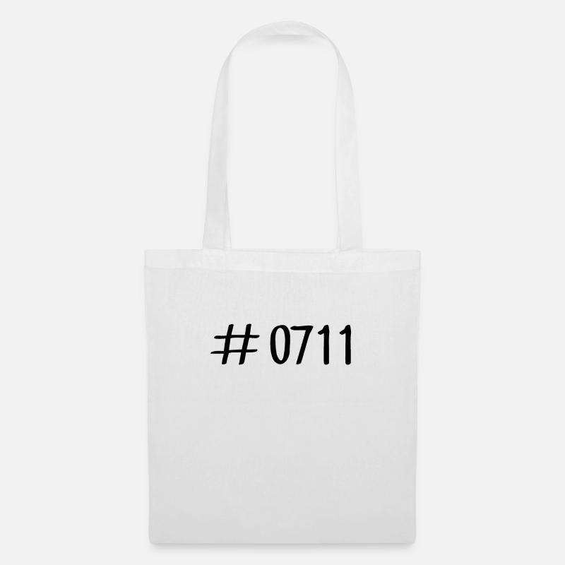#0711 - Hashtag 0711 - Vorwahl Stuttgart - Neckar - Stoffbeutel - Weiß