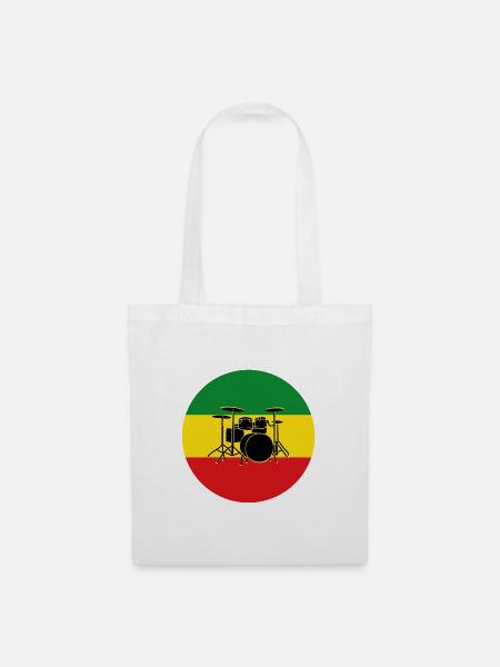 Reggae-Trommeln Silhouette - Stoffbeutel - Weiß