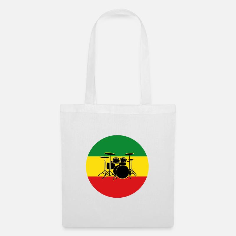 Reggae-Trommeln Silhouette - Stoffbeutel - Weiß