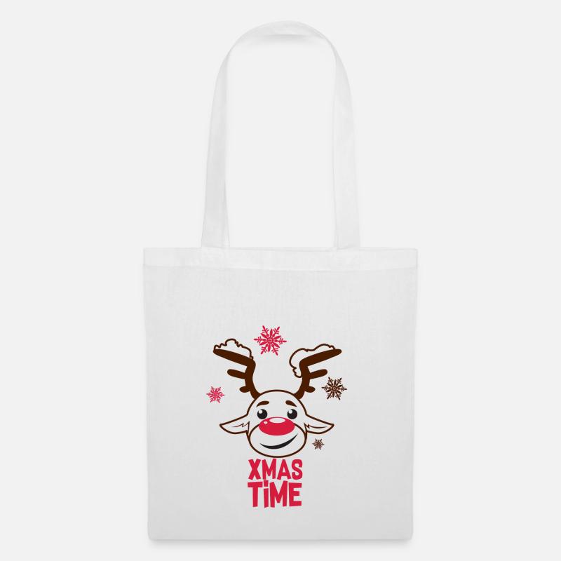 Weihnachten Geschenk Elch Xmas Christmas Rudolph - Stoffbeutel - Weiß