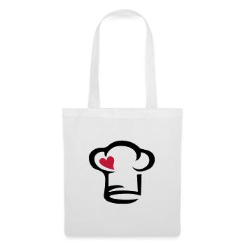 Toque de cuisinier, Coeur, chef, Chapeau - Sac en tissu - blanc - Devant