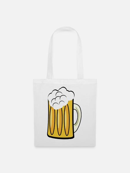 Bierkrug mit Schaum - Stoffbeutel - Weiß