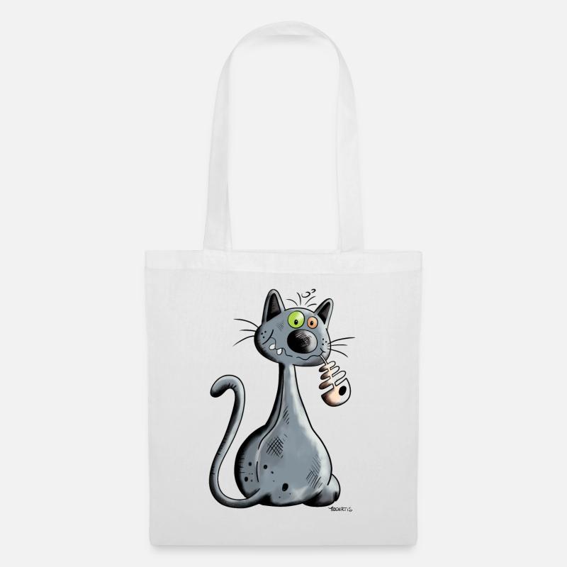 Chat - Sac en tissu - blanc