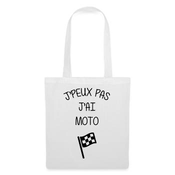 Moto / Motard / Motarde / Biker / Stunt / Cross - Sac en tissu - blanc - Devant
