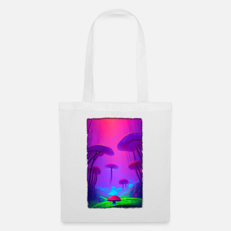 Champignon Forêt verticale 2 - Sac en tissu - blanc