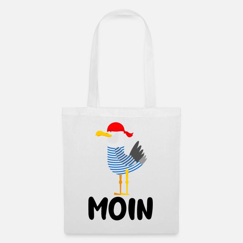 Moin - Lustige Seemans Möwe - Stoffbeutel - Weiß