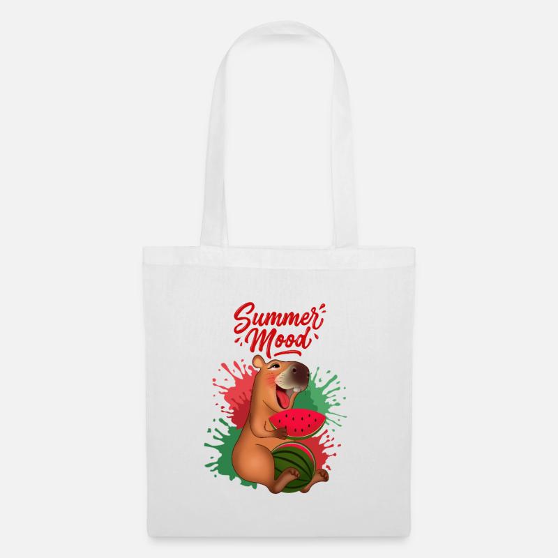 Capybara souriant avec pastèque - Sac en tissu - blanc