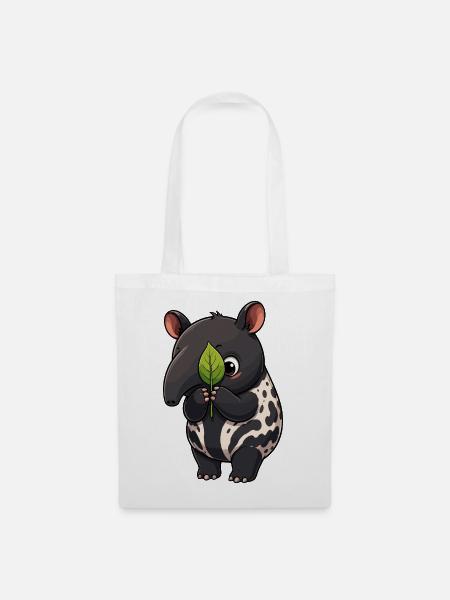 Tapir mit Blatt - Stoffbeutel - Weiß