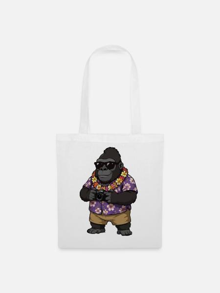 Gorilla Fotograf Hawaii-Look - Stoffbeutel - Weiß
