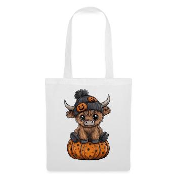 Kürbis-Kuh im Halloween-Look - Stoffbeutel - Weiß - Vorne