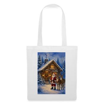 Winterwald Santa mit Rentieren - Stoffbeutel - Weiß - Vorne