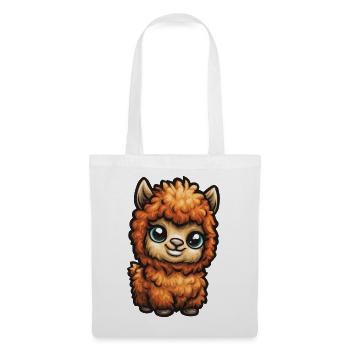 Fluffige Alpaka - Stoffbeutel - Weiß - Vorne