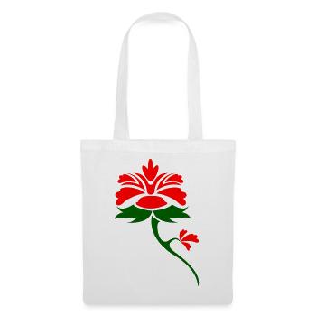Rote Blume im Grünblatt Design - Stoffbeutel - Weiß - Vorne