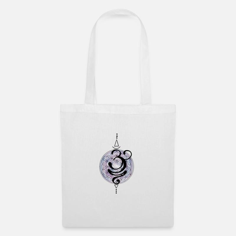 Om symbol mit Lebensblume - Stoffbeutel - Weiß