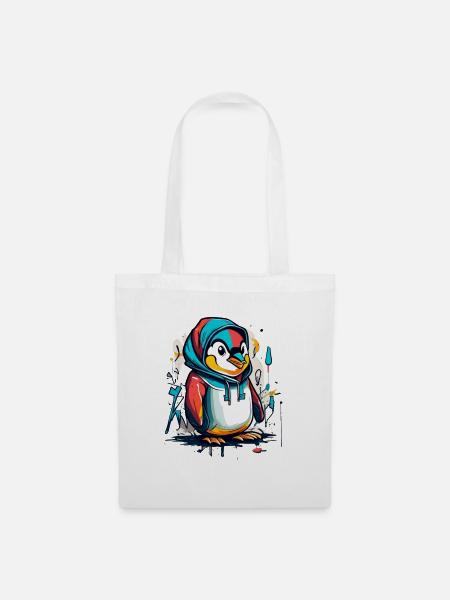 Cool Pinguin Graffiti - Stoffbeutel - Weiß