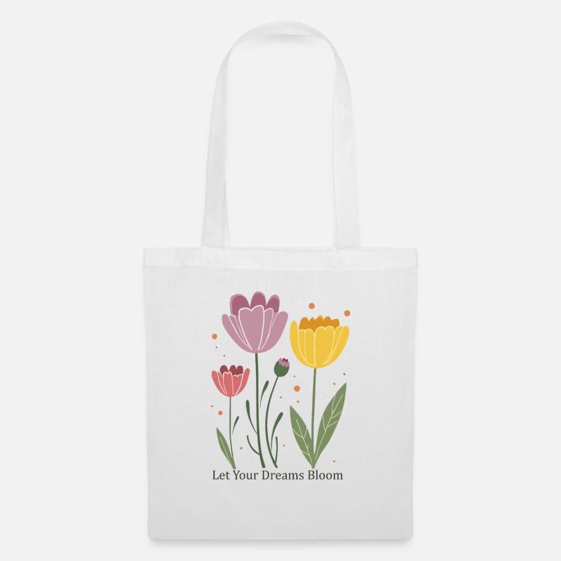 Vintage- trifft modernes Design – Stilvolle Blumen - Stoffbeutel - Weiß