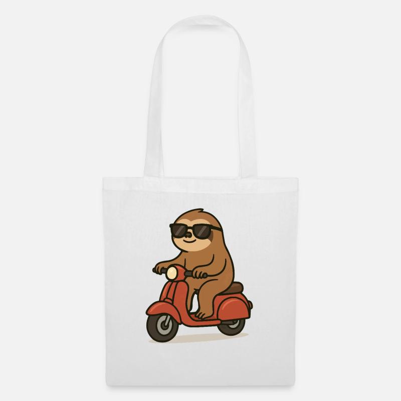 faultier comic moped - Stoffbeutel - Weiß