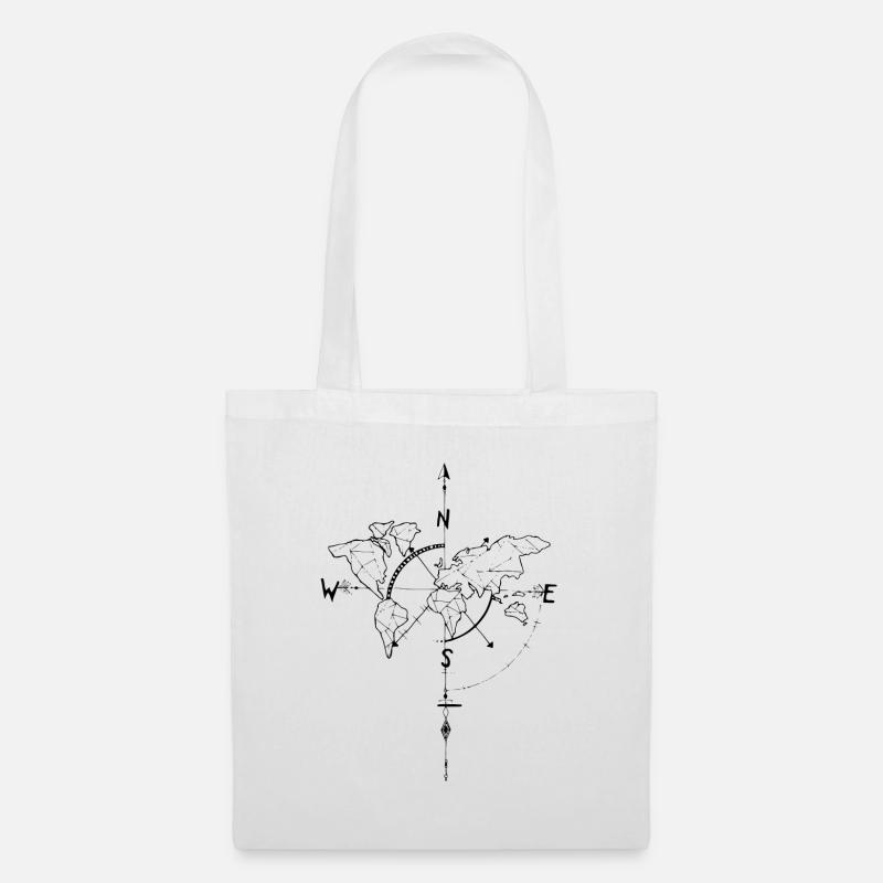 Time Elements Geschenk Kompass Welt Reisen Tee - Stoffbeutel - Weiß