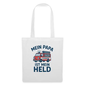 Logo Feuerwehr Kinder "Mein Papa ist mein Held" - Stoffbeutel - Weiß - Vorne