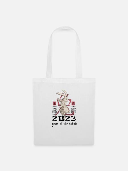 Chinesisches Hase Schriftzeichen Neujahr - Stoffbeutel - Weiß