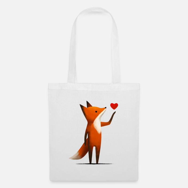 Fuchs mit Herz - Stoffbeutel - Weiß