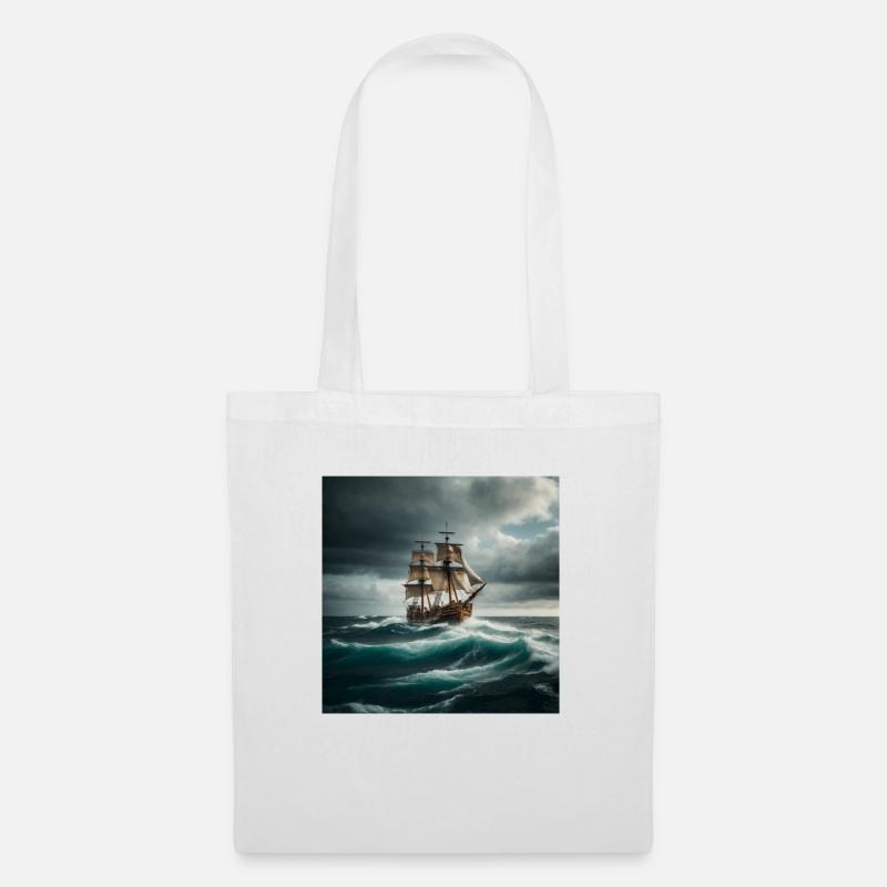 Piratenschiff - Stoffbeutel - Weiß
