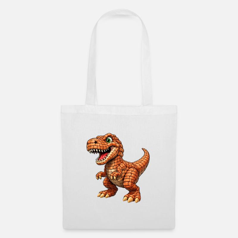 T-Rex mit orange Schuppen - Stoffbeutel - Weiß
