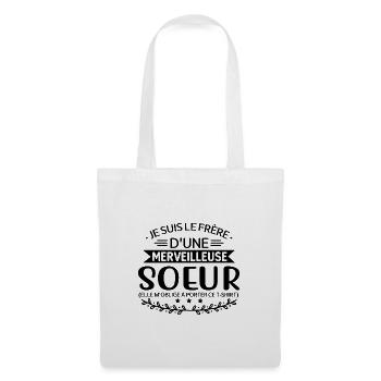Je suis le frère d'une merveilleuse sœur - cadeau - Sac en tissu - blanc - Devant