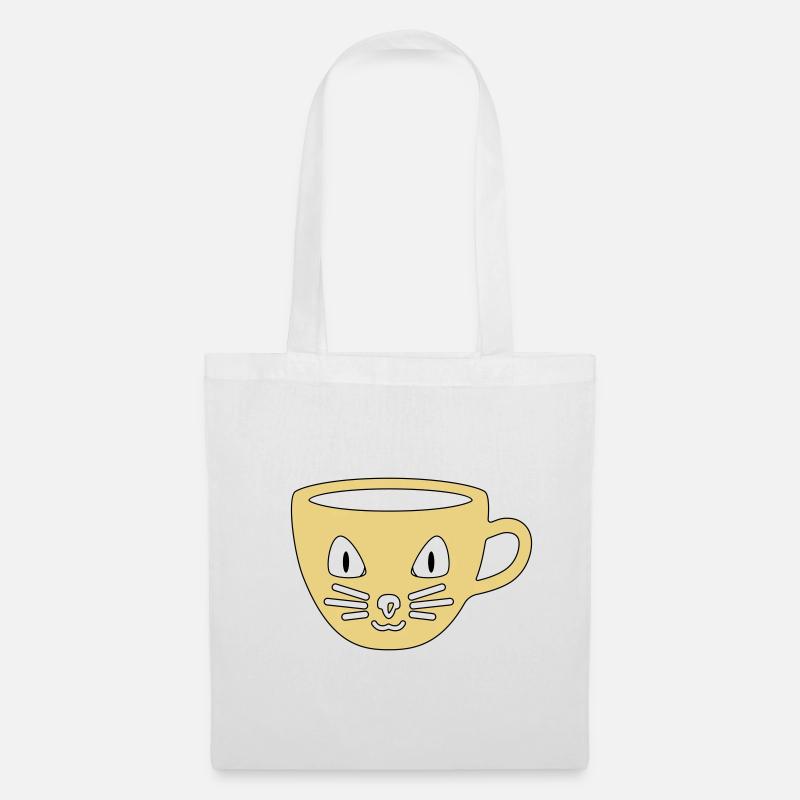 Tasse mit Katzengesicht Kaffeetasse Teetasse Katze - Stoffbeutel - Weiß