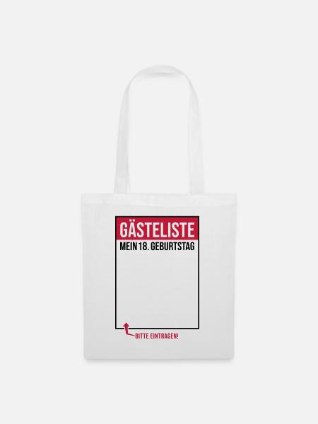Gästeliste mein 18. Geburtstag zum Verewigen - Stoffbeutel - Weiß